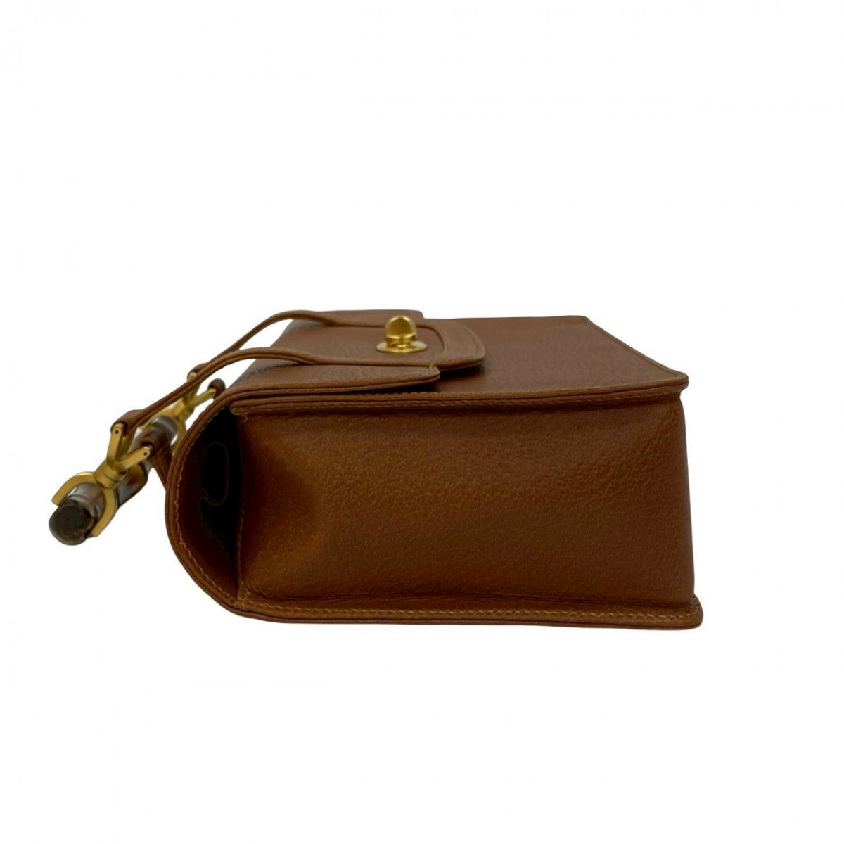 GUCCI Shoulder Bag leather Brown Bamboo