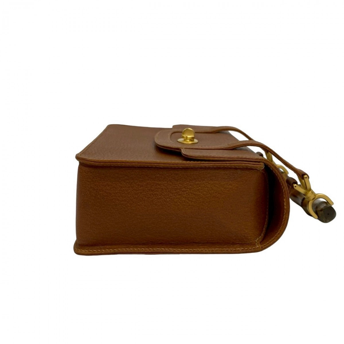 GUCCI Shoulder Bag leather Brown Bamboo
