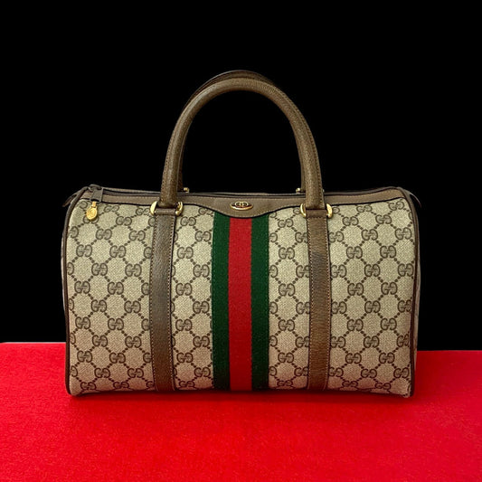GUCCI Boston Duffel bag leather Brown Sherry line