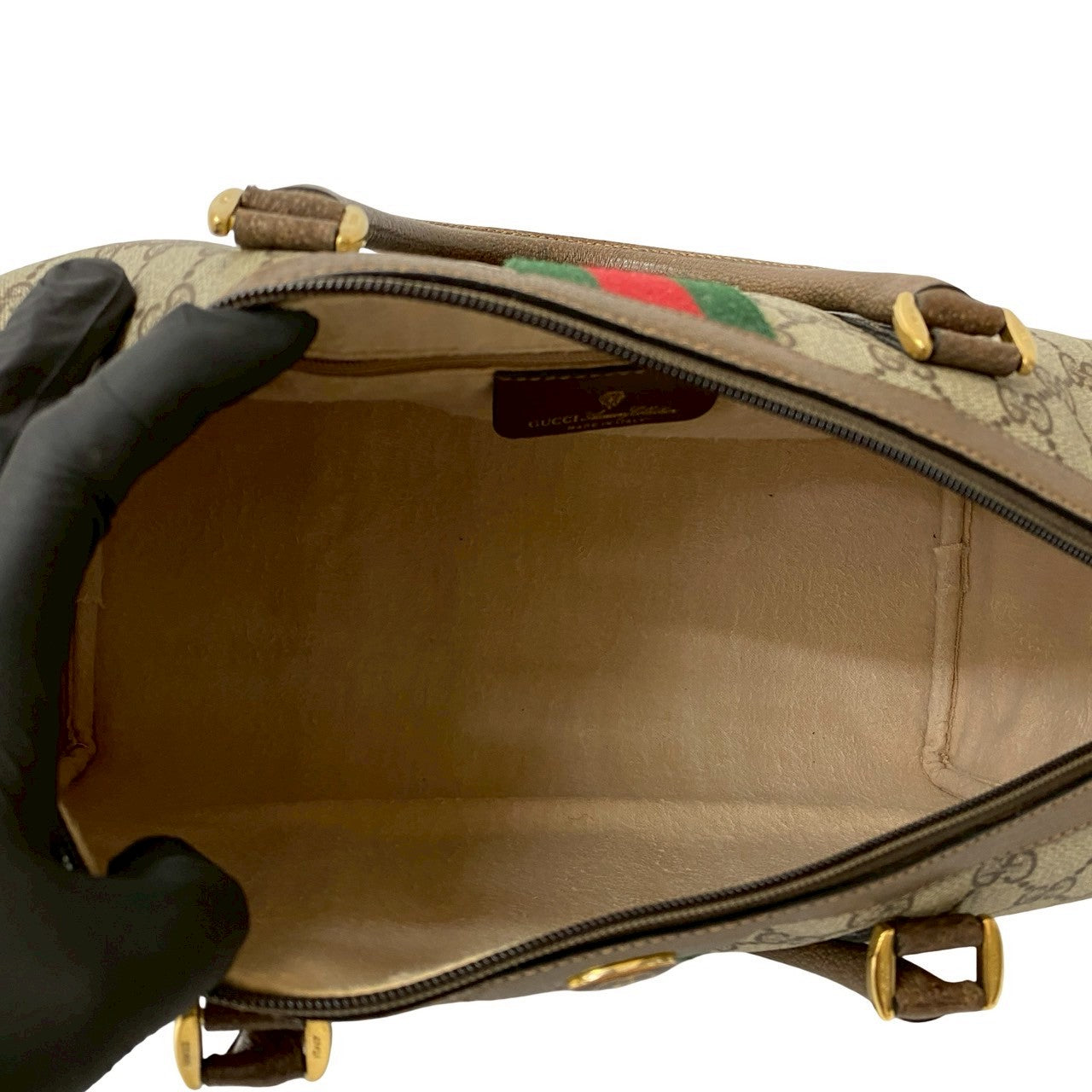 GUCCI Boston Duffel bag leather Brown Sherry line