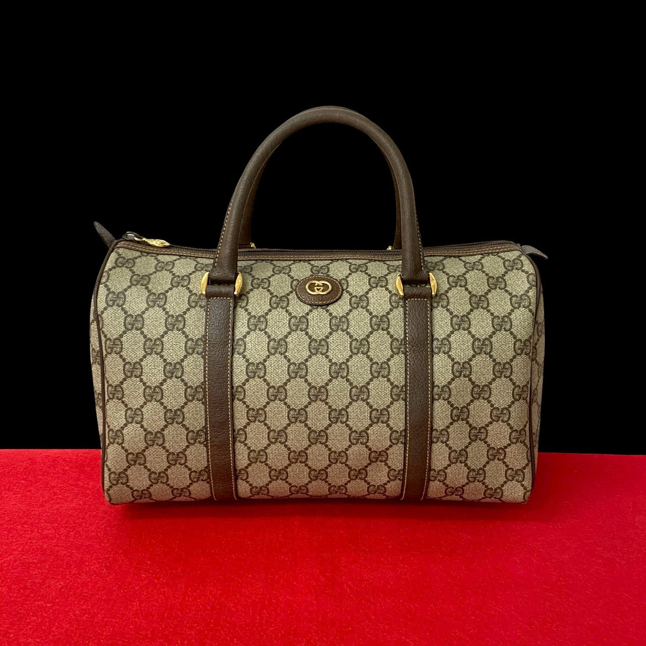 GUCCI Boston Duffel bag leather Brown
