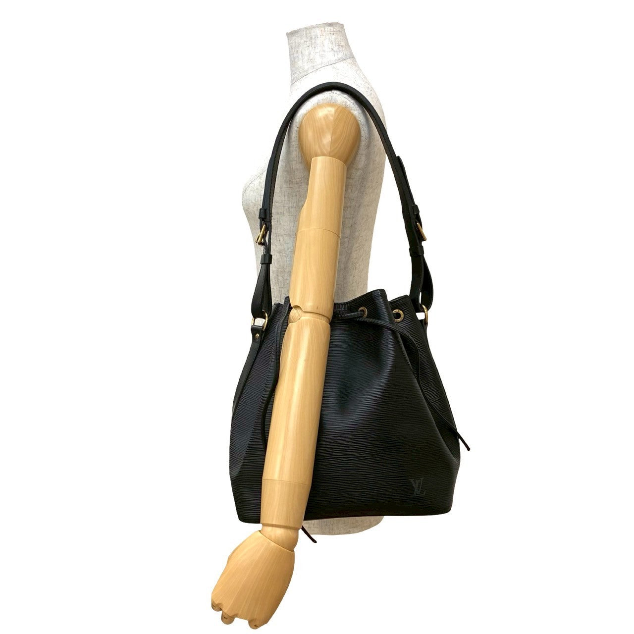 LOUIS VUITTON Shoulder Bag leather black Epi Petit Noe