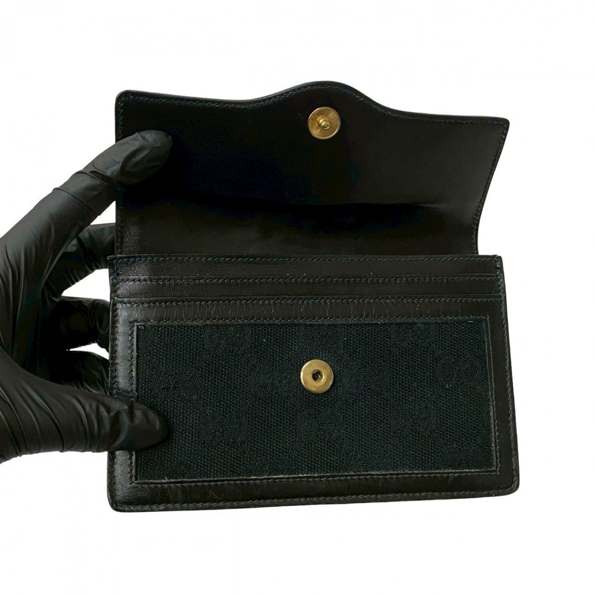 GUCCI Bifold Wallet canvas black Sherry line
