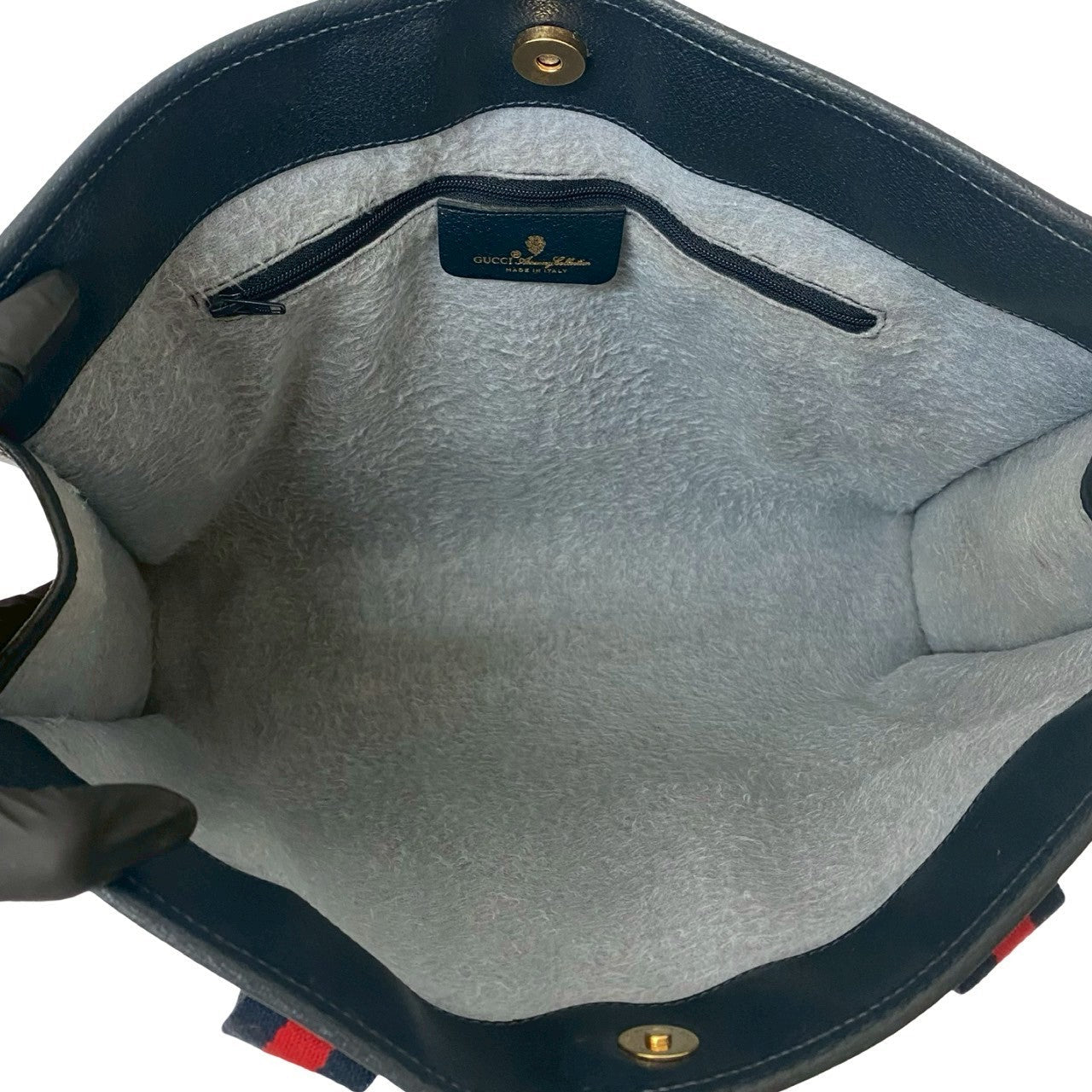 GUCCI Tote Bag leather Navy Sherry line