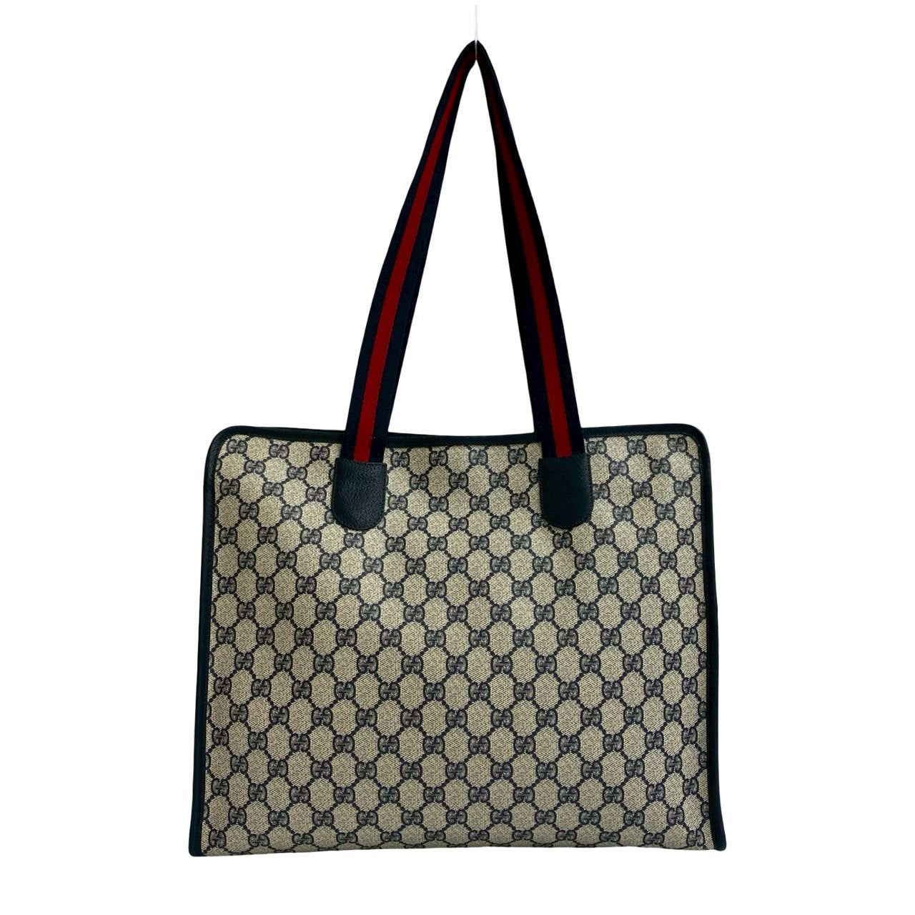 GUCCI Tote Bag leather Navy Sherry line