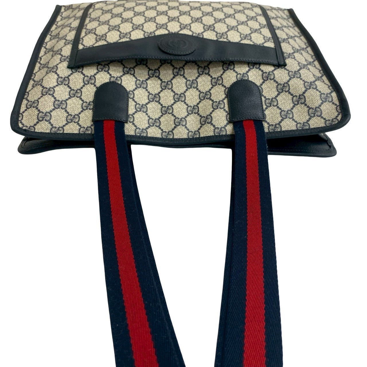 GUCCI Tote Bag leather Navy Sherry line
