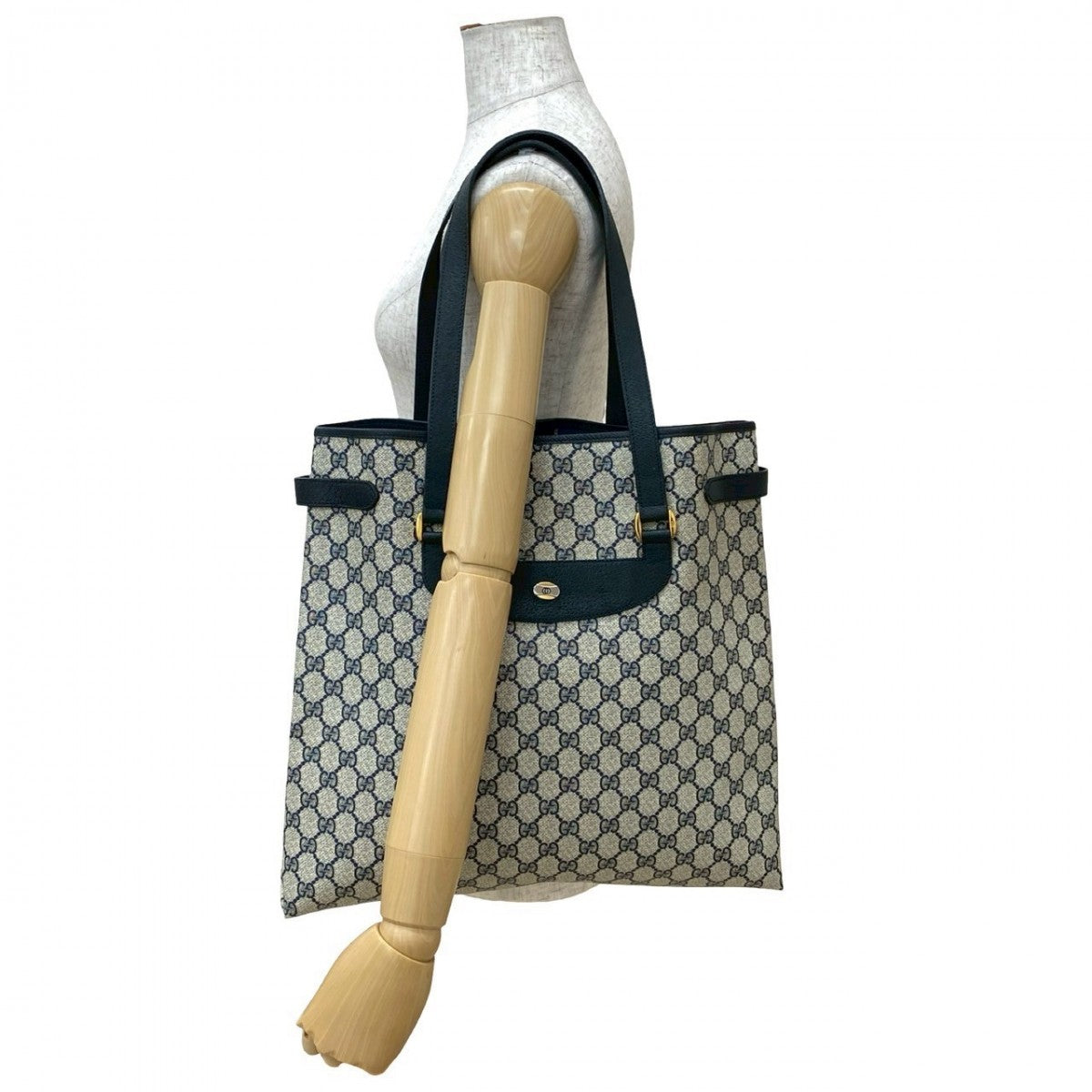 GUCCI Tote Bag leather Navy
