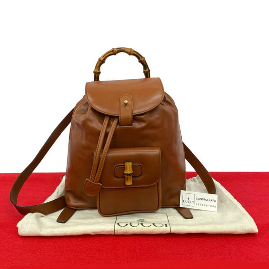 GUCCI Backpack leather Brown Bamboo