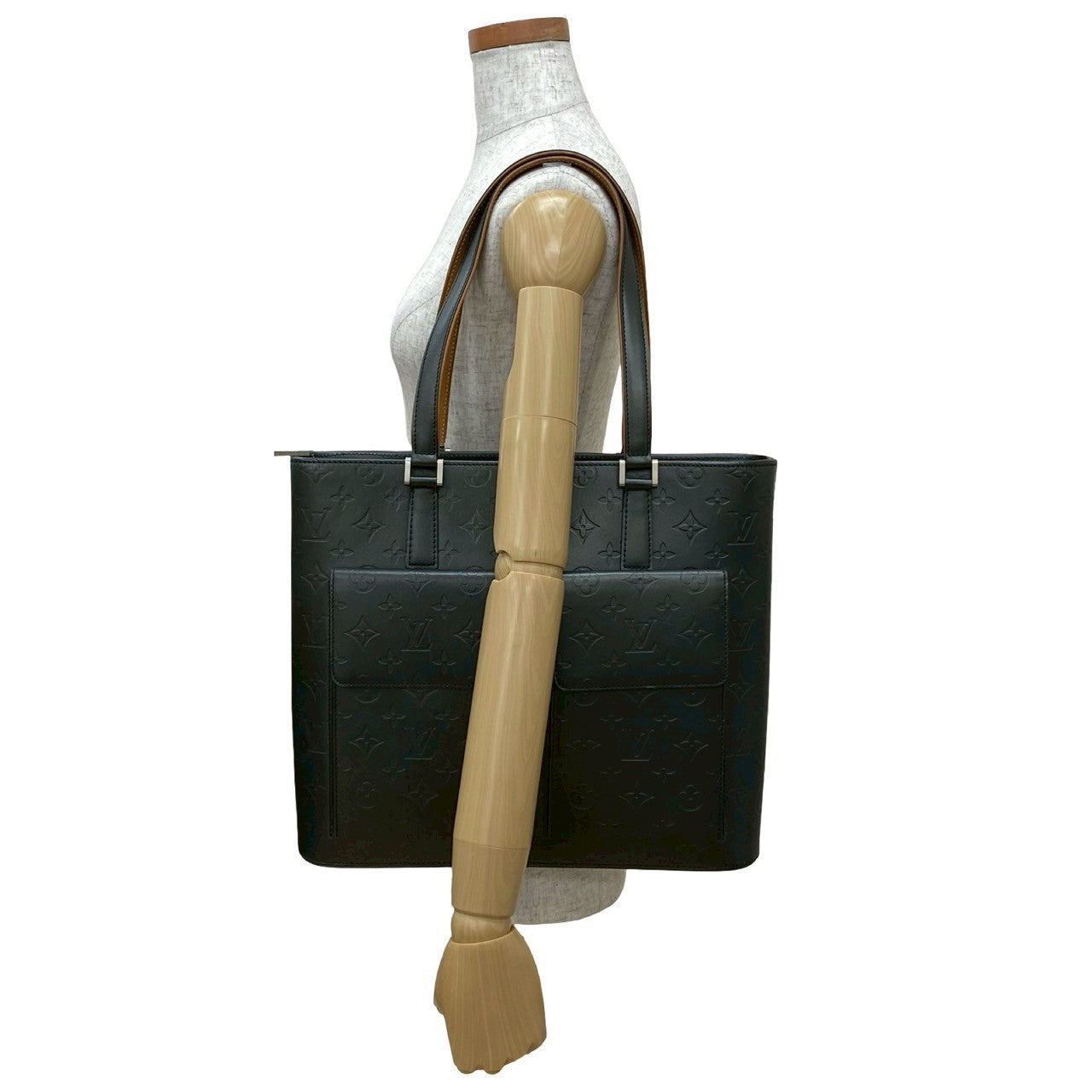 LOUIS VUITTON Tote Bag leather black Monogram mat Willwood