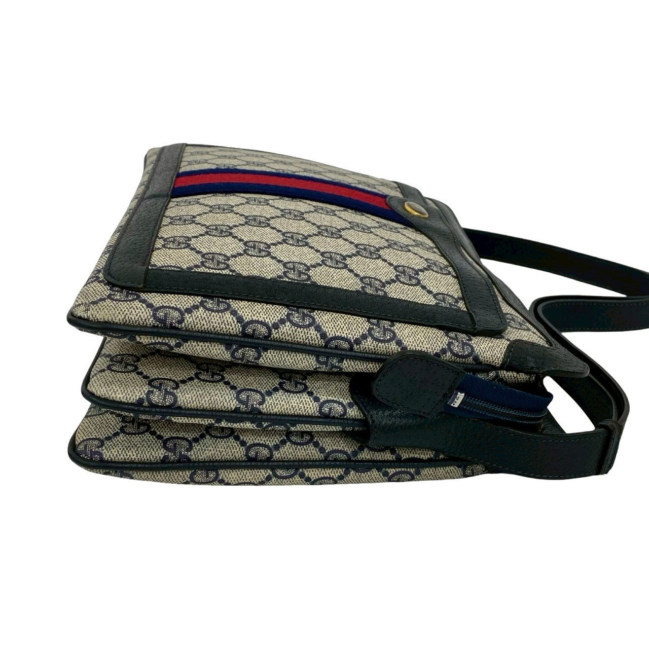 GUCCI Shoulder Bag leather Navy Sherry line