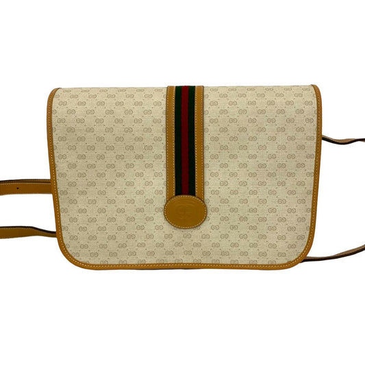 GUCCI Shoulder Bag leather white Sherry line