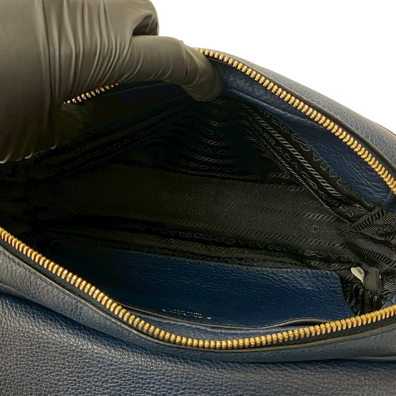 PRADA Shoulder Bag leather Navy