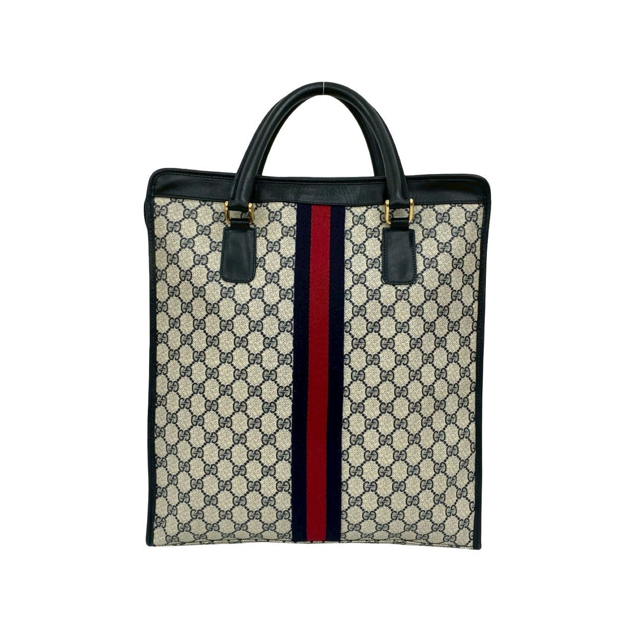 GUCCI Handbag leather Navy Sherry line