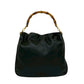 GUCCI Shoulder Bag leather black Bamboo