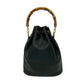 GUCCI Shoulder Bag leather black Bamboo