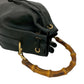 GUCCI Shoulder Bag leather black Bamboo
