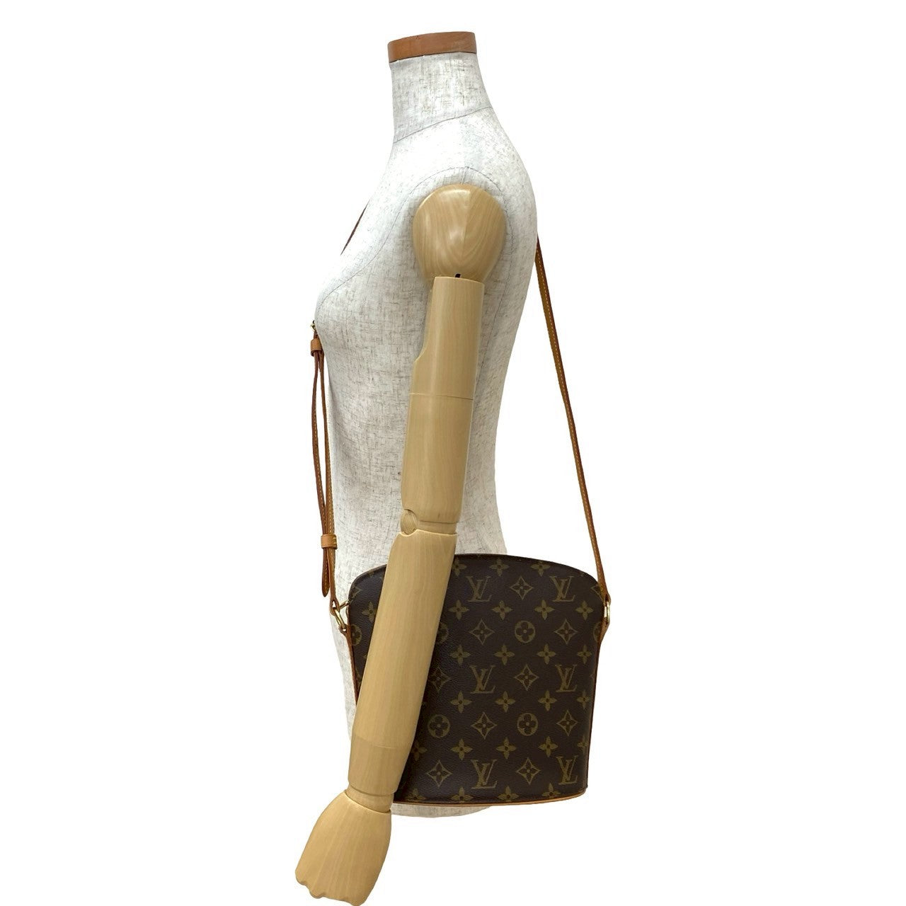 LOUIS VUITTON Shoulder Bag leather Brown Monogram Drouot