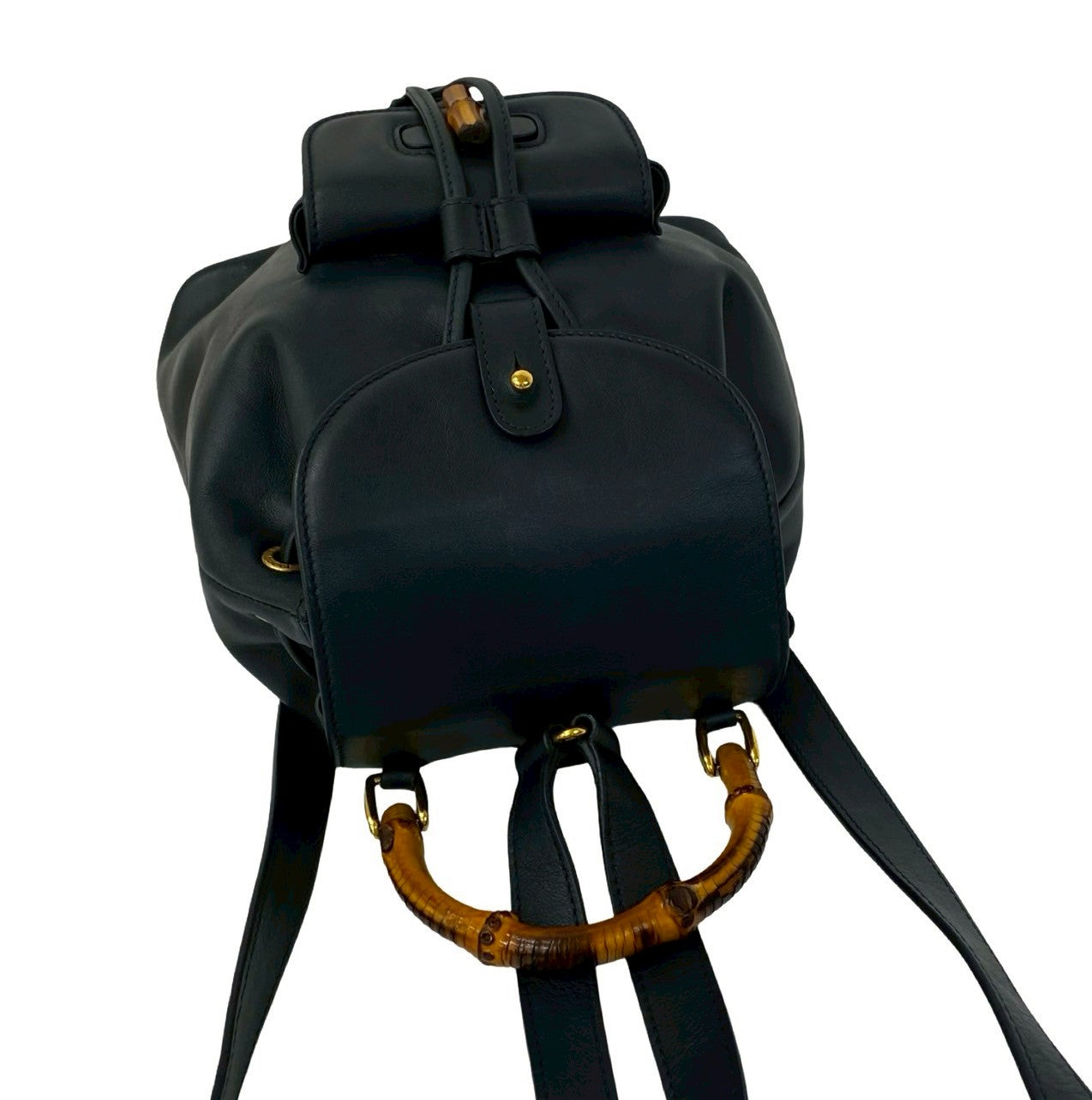 GUCCI Backpack leather Navy Bamboo