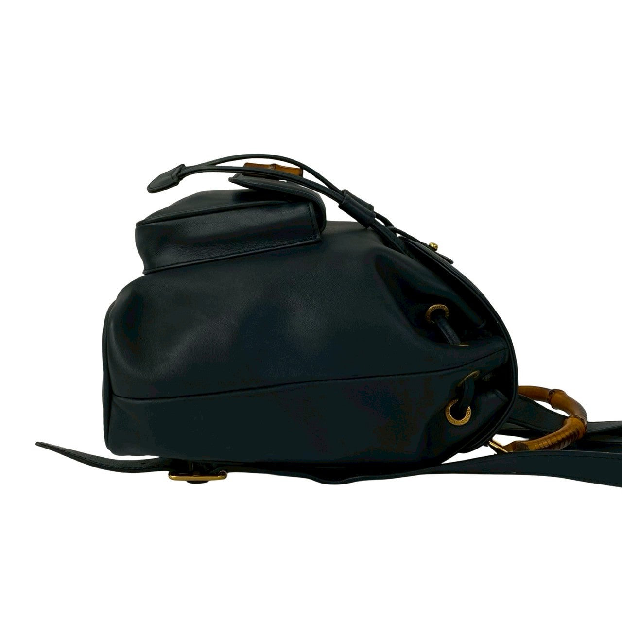 GUCCI Backpack leather Navy Bamboo
