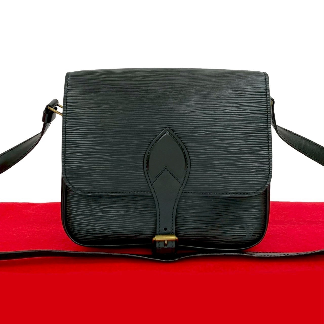 LOUIS VUITTON Shoulder Bag leather black Epi Saint-Cloud