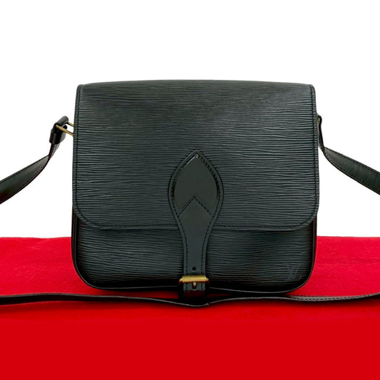 LOUIS VUITTON Shoulder Bag leather black Epi Saint-Cloud
