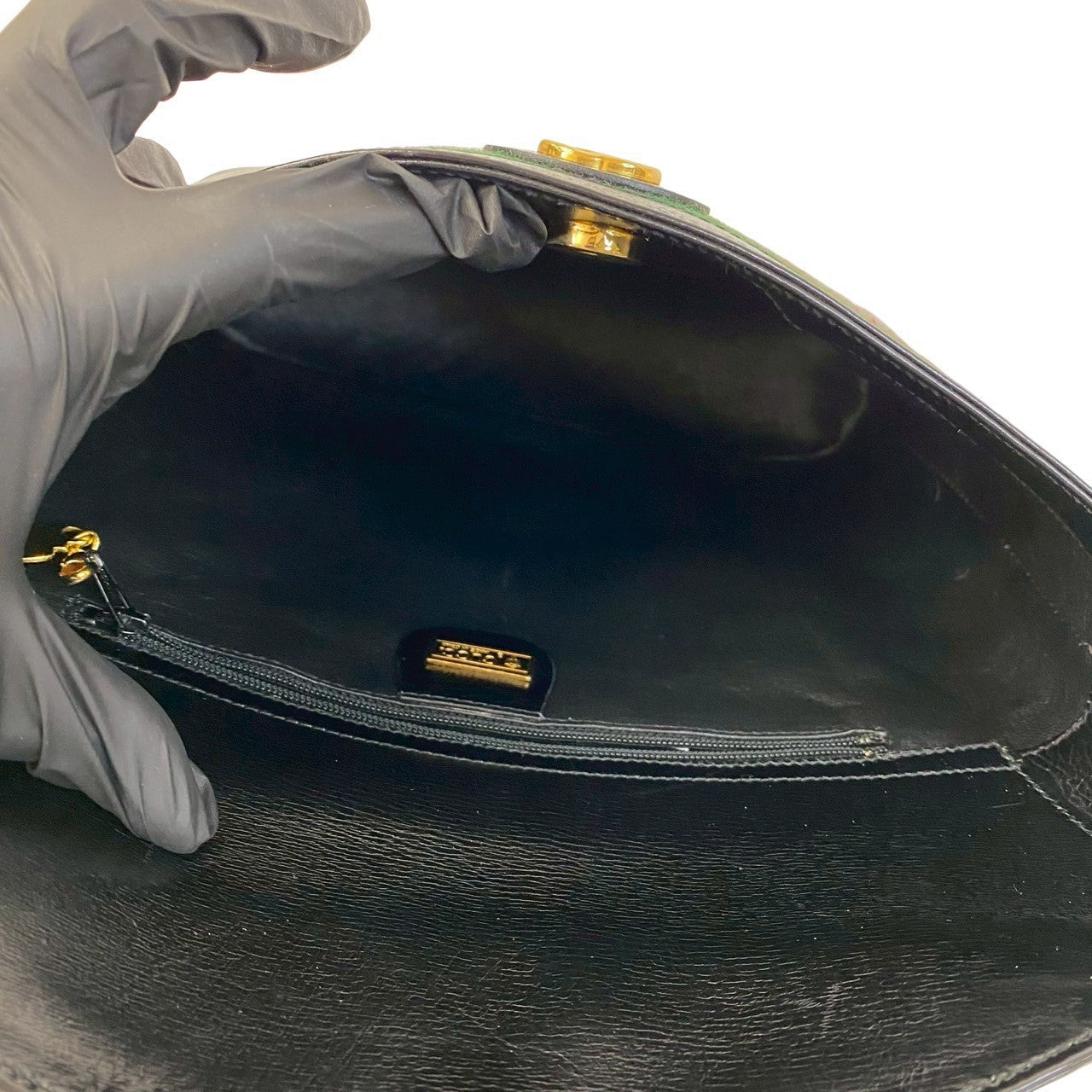 GUCCI Shoulder Bag leather black Sherry line