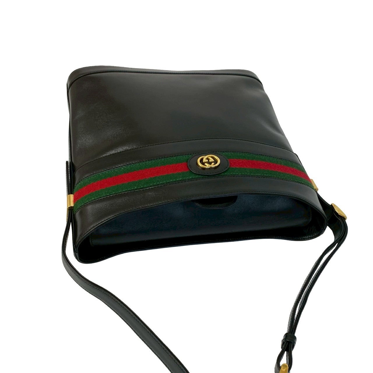 GUCCI Shoulder Bag leather black Sherry line