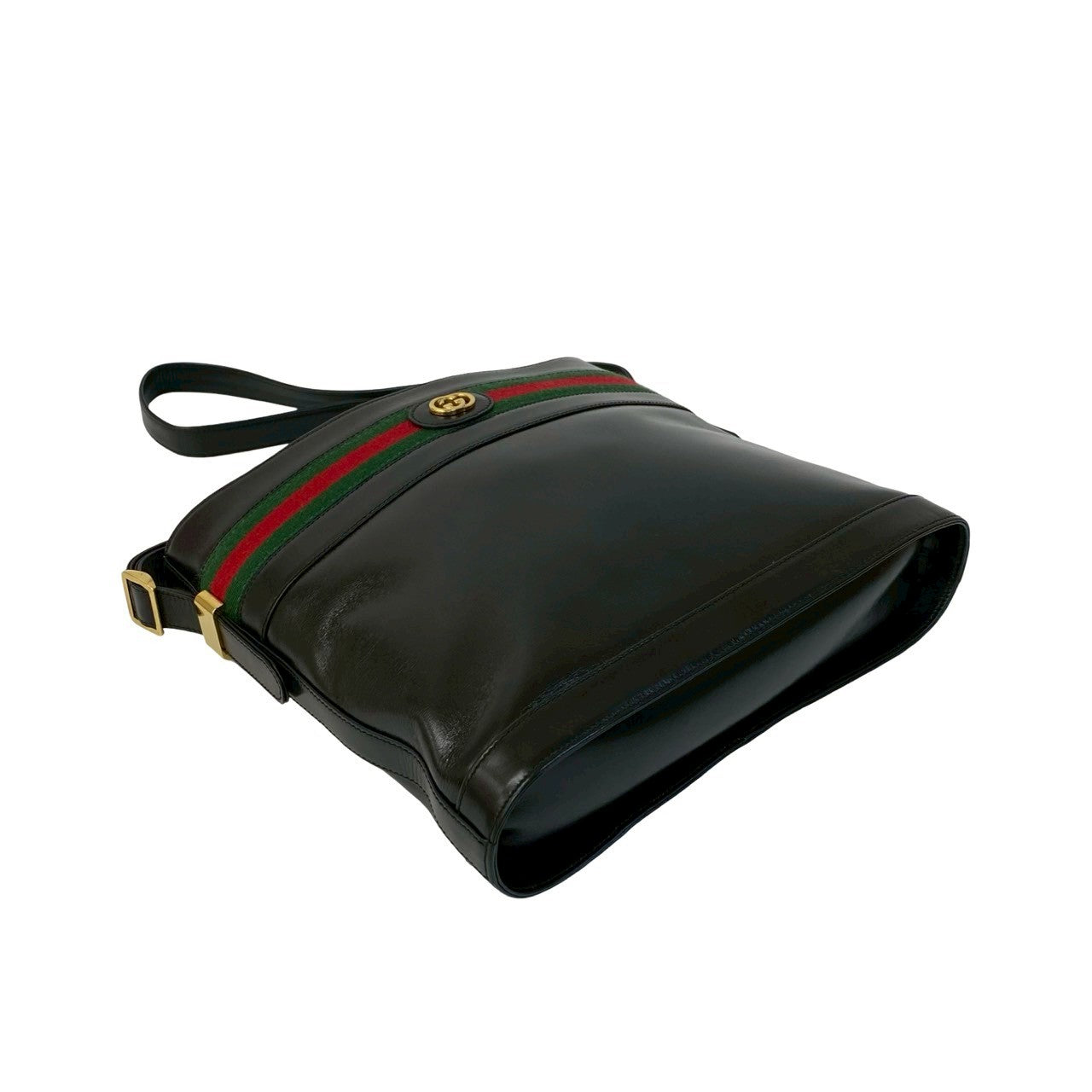 GUCCI Shoulder Bag leather black Sherry line