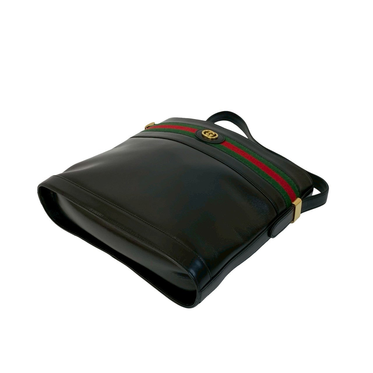 GUCCI Shoulder Bag leather black Sherry line