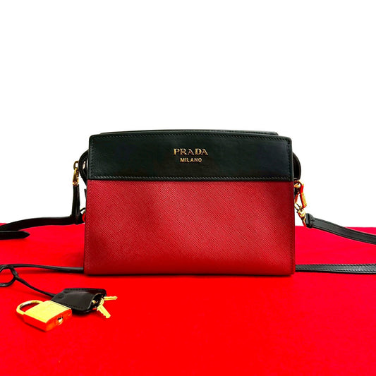 PRADA Shoulder Bag leather black Esplanade