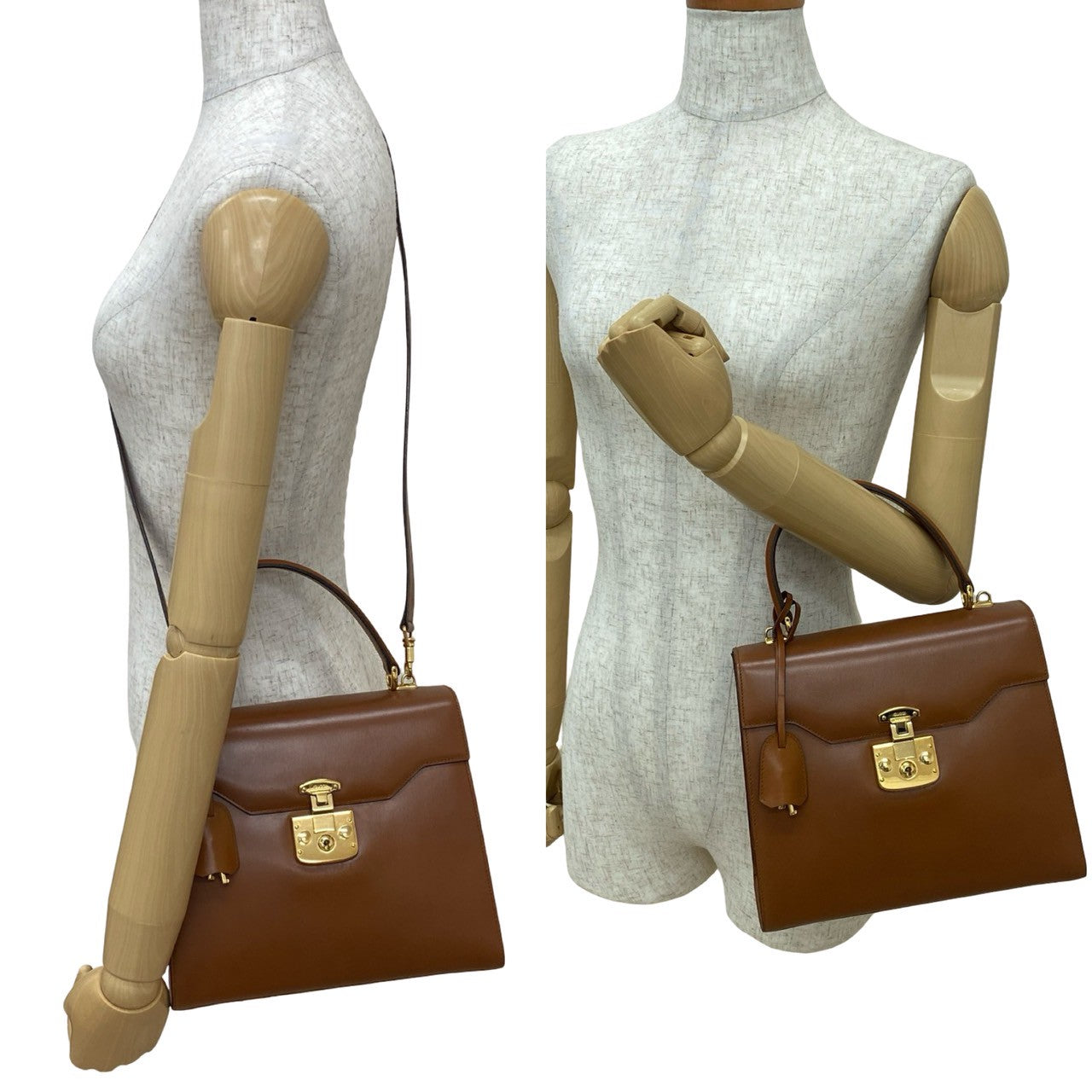 GUCCI Shoulder Bag Calfskin Brown