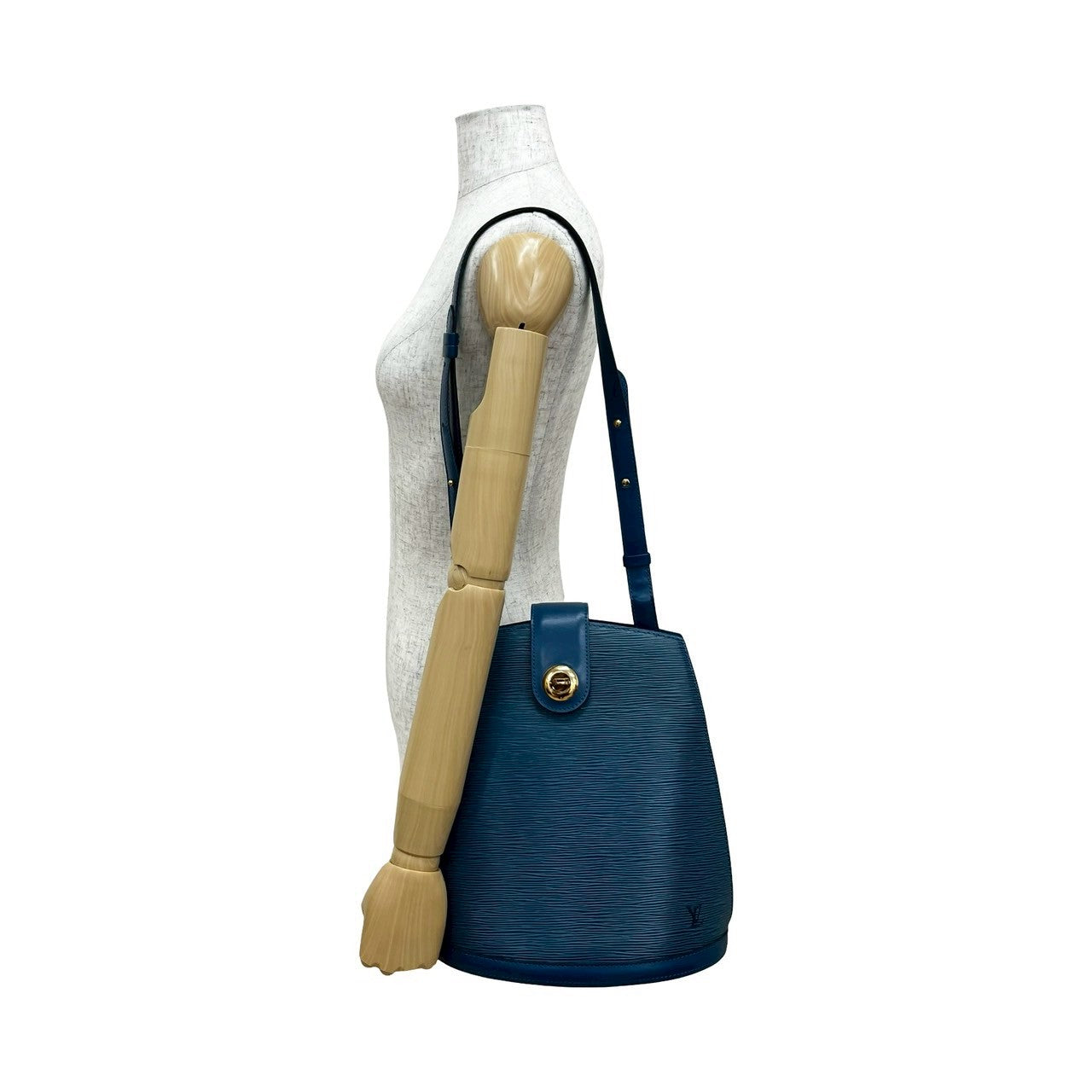LOUIS VUITTON Shoulder Bag leather blue Epi Cluny