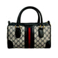 GUCCI Handbag leather Navy Sherry line