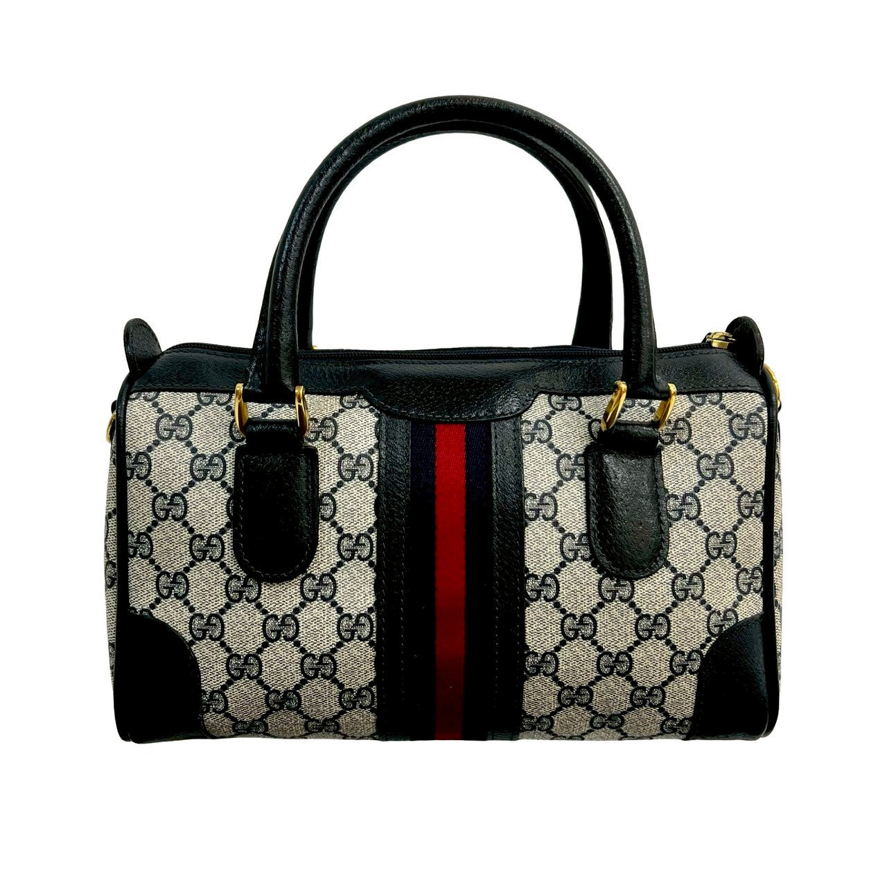 GUCCI Handbag leather Navy Sherry line