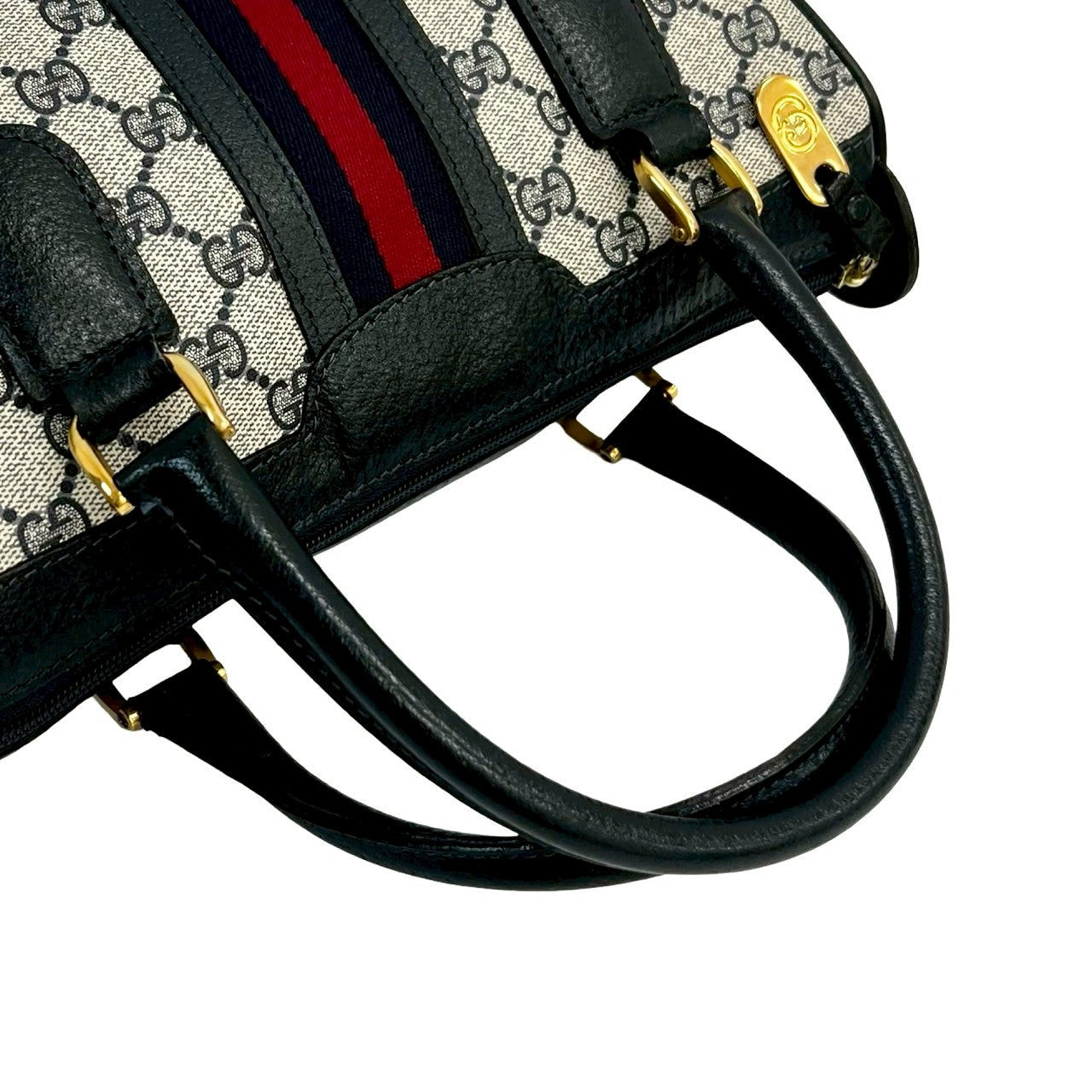 GUCCI Handbag leather Navy Sherry line