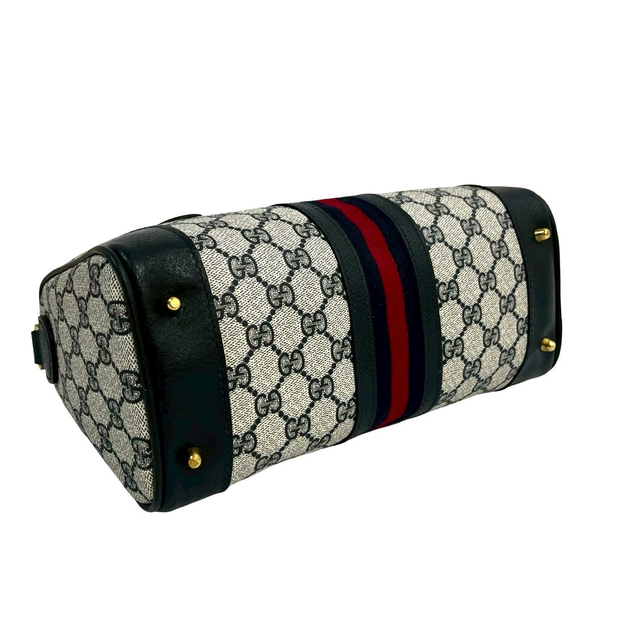 GUCCI Handbag leather Navy Sherry line