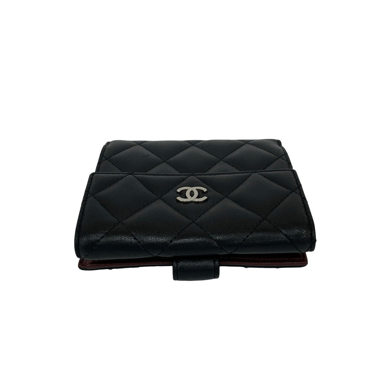 CHANEL Bifold Wallet lambskin black Matrasse