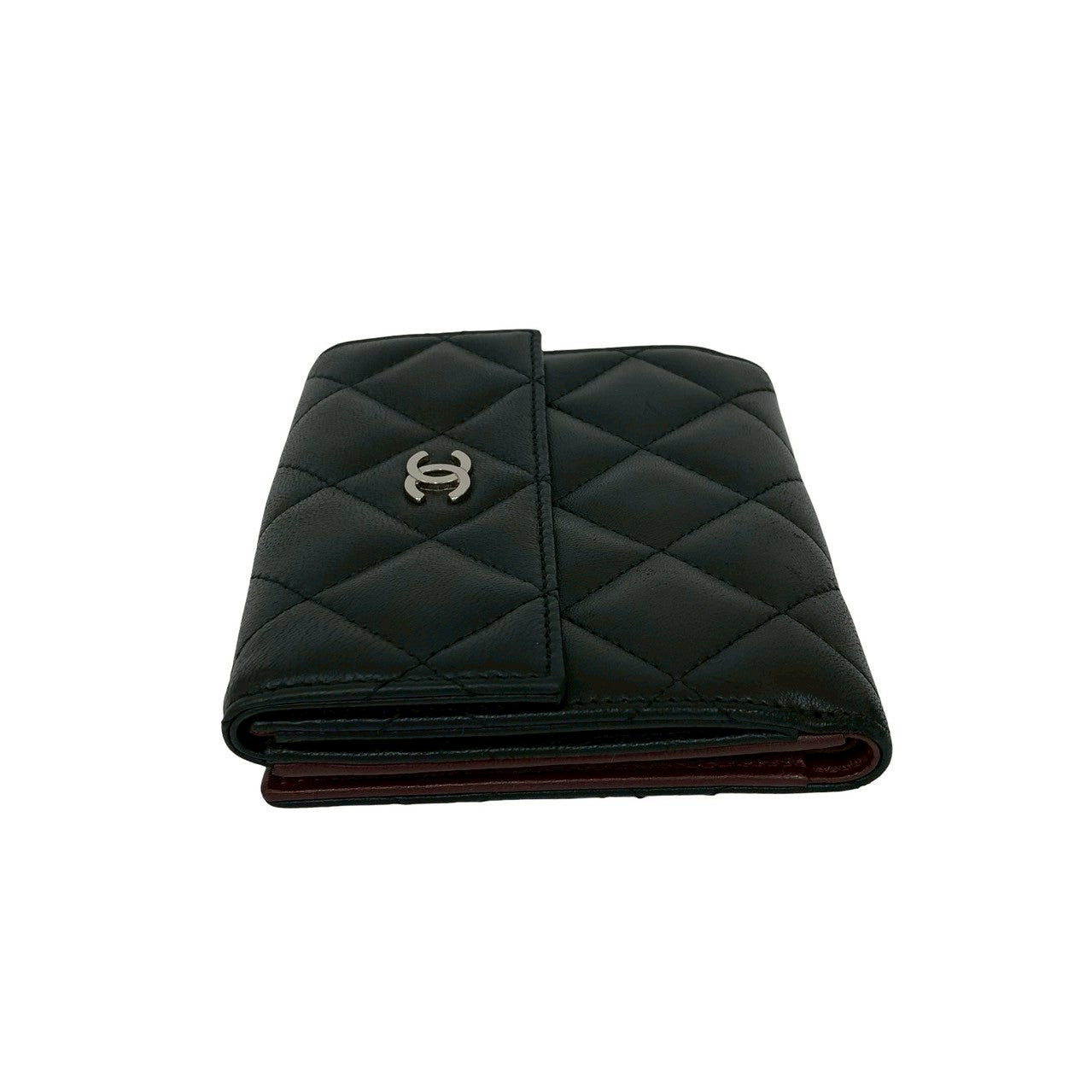 CHANEL Bifold Wallet lambskin black Matrasse