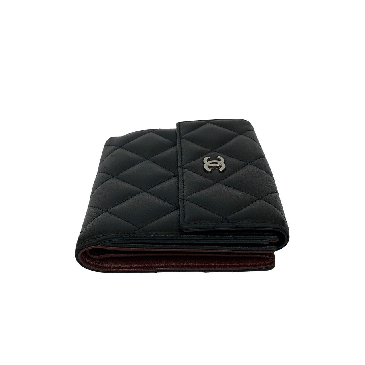 CHANEL Bifold Wallet lambskin black Matrasse