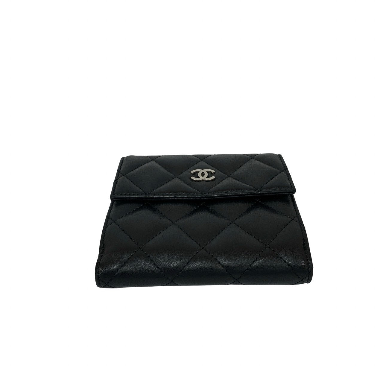 CHANEL Bifold Wallet lambskin black Matrasse