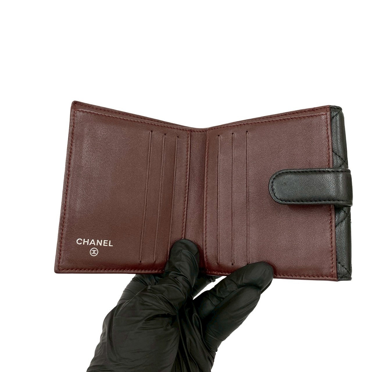 CHANEL Bifold Wallet lambskin black Matrasse