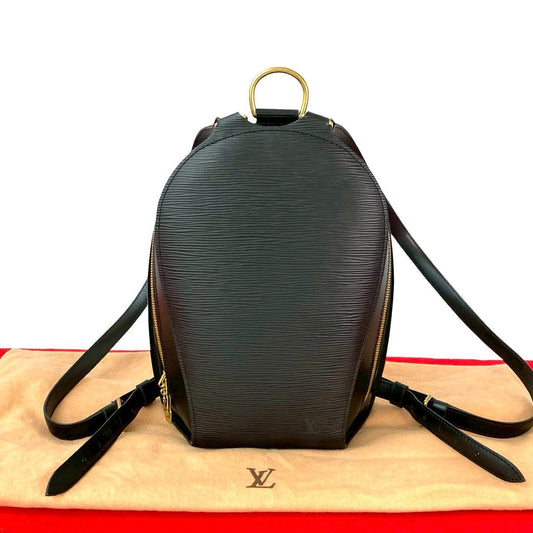 LOUIS VUITTON Backpack leather black Epi Mabillon