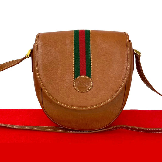 GUCCI Shoulder Bag leather Brown Sherry line