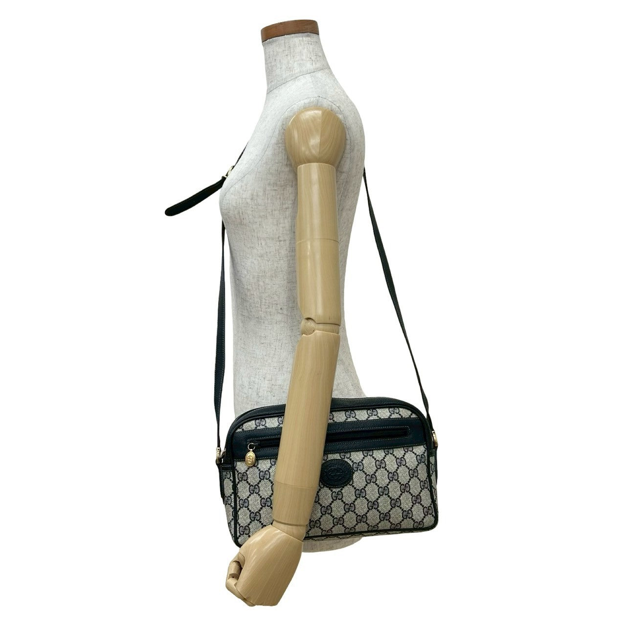 GUCCI Shoulder Bag leather Navy