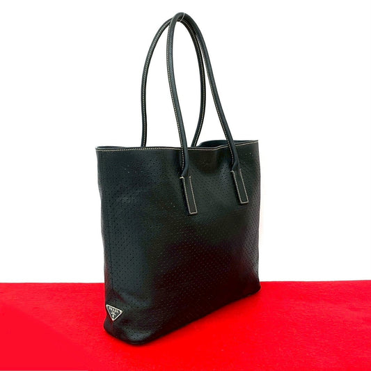 PRADA Tote Bag leather black