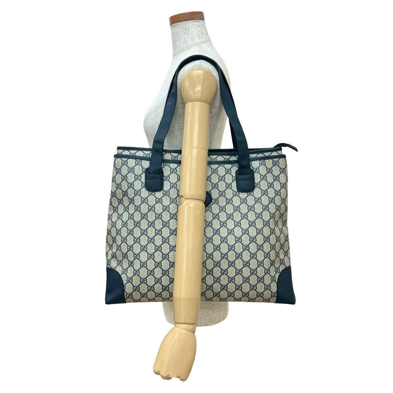 GUCCI Tote Bag leather Navy