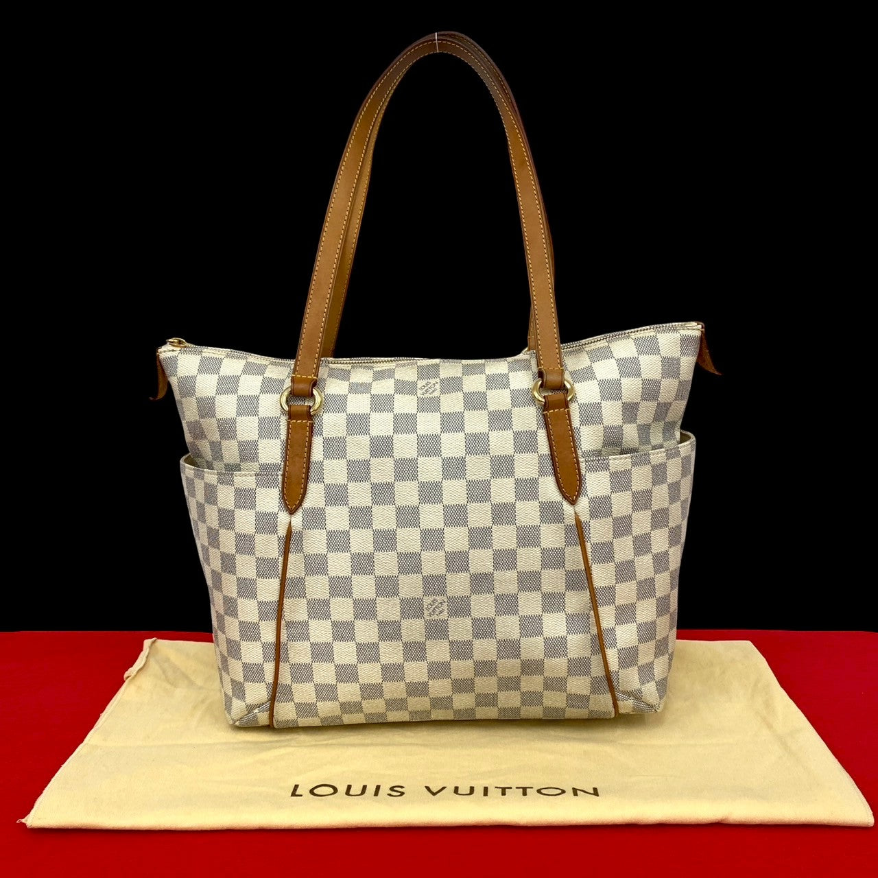 LOUIS VUITTON Tote Bag PVC white Damier Azur Totally MM