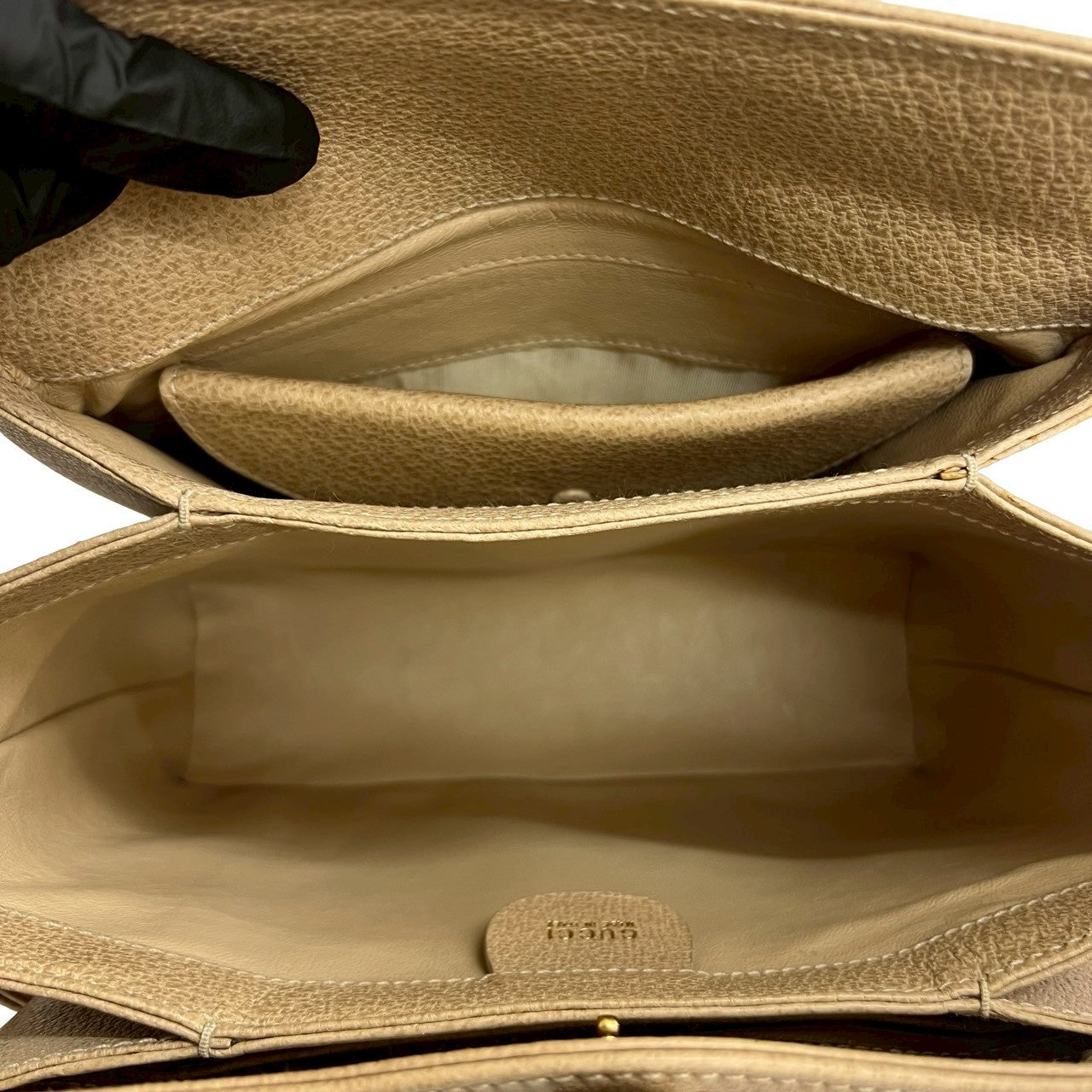 GUCCI Handbag leather beige Bamboo