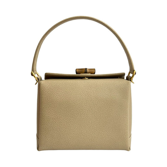 GUCCI Handbag leather beige Bamboo