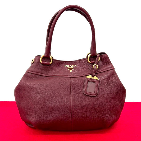 PRADA Handbag leather wine-red